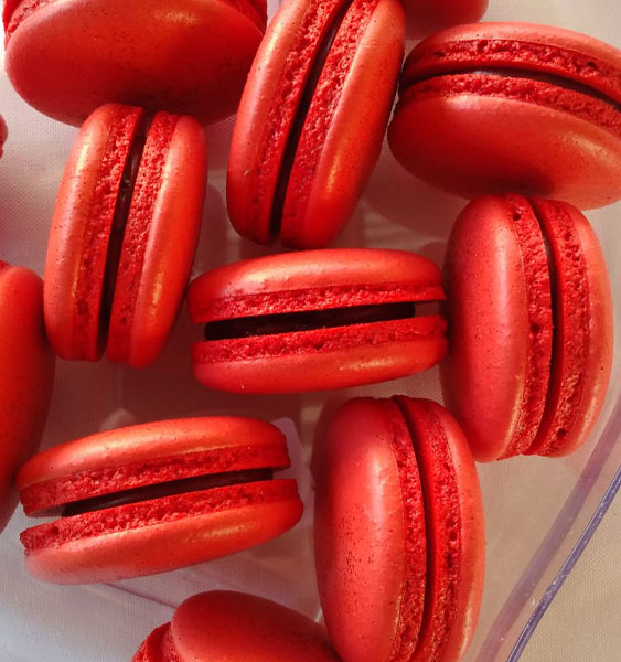 Macaron frutas vermelhas.
